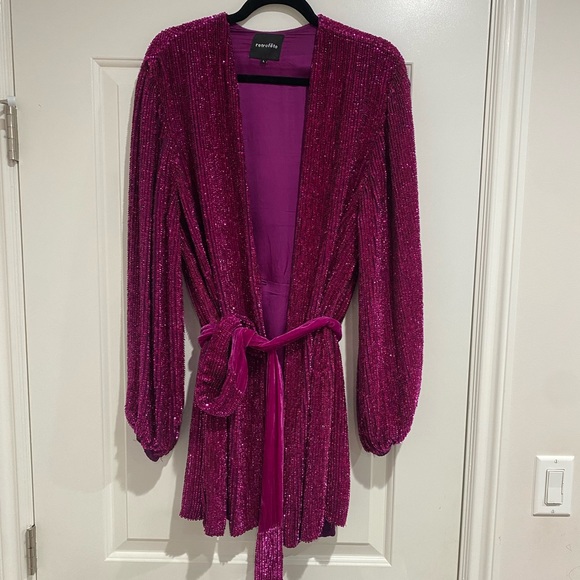 RETROFETE Gabrielle Robe Dress in Fuchsia/Magenta - Size L - Picture 3 of 3